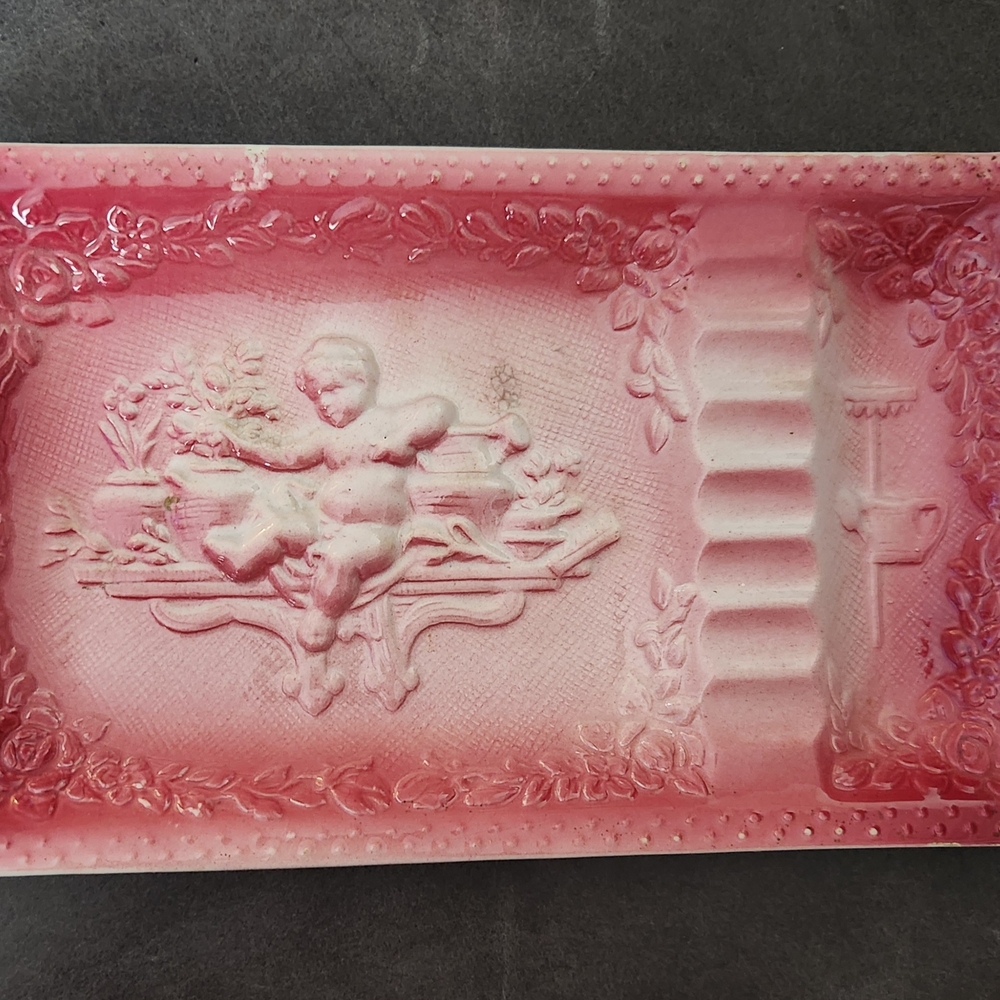 Pink Decorative Ashtray with Cherub Design
